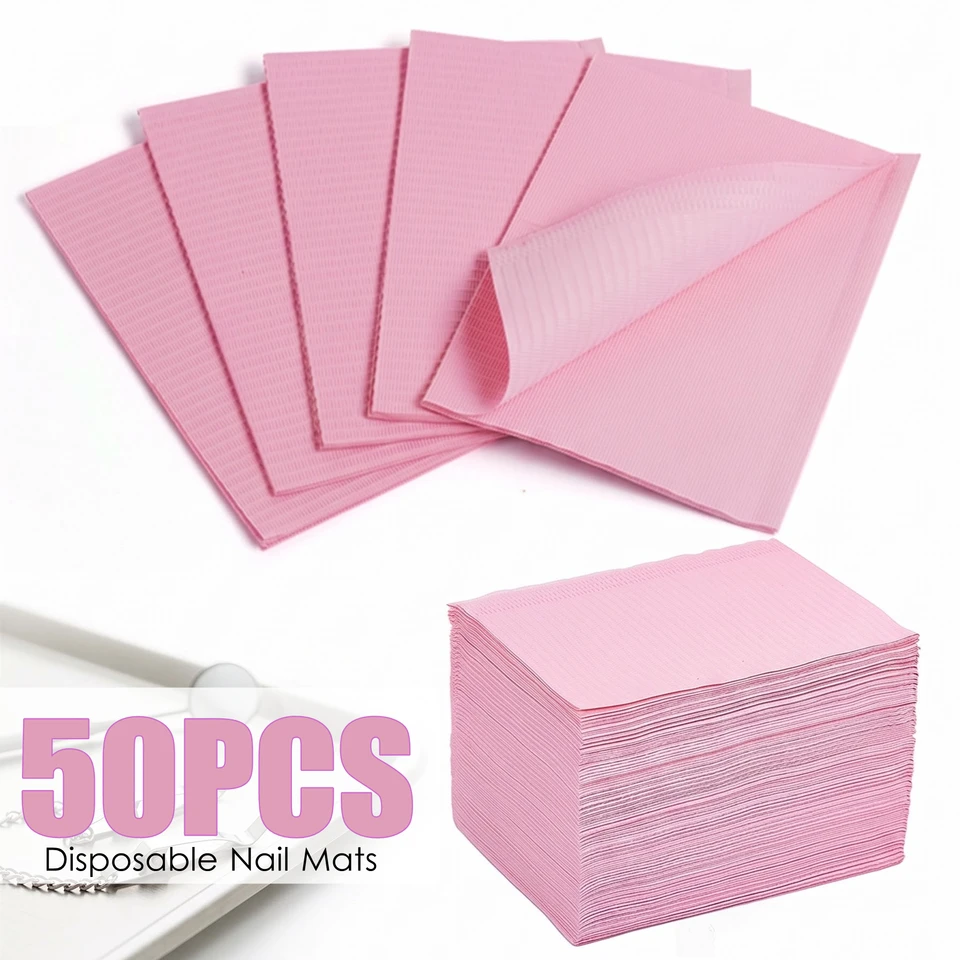 Disposable Nail Mats Pack of 50 Pink Waterproof