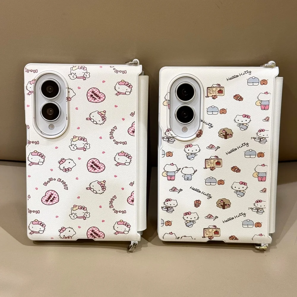 New Fashion Cute Cartoon Cat Phone Case For Samsung Galaxy Z Fold 8 Z fold 8 Cover With Charm Kawaii Shockproof Protective Cases
