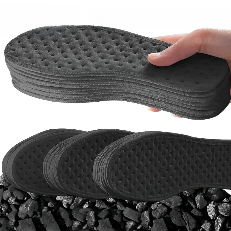 Semelles intérieures déodorantes pour pieds, 2/6/10 pièces, insert en charbon de bambou, légères, respirantes, fines, pour chaussures de Sport, aspiration, transpiration