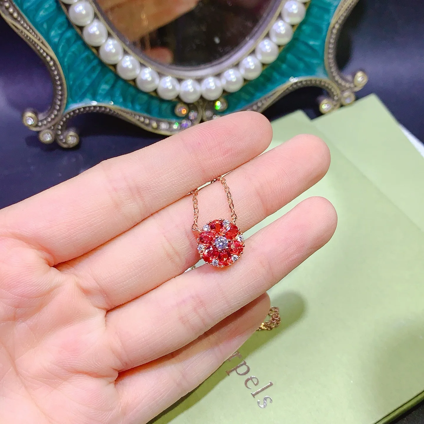 

KJJEAXCMY Boutique Jewelry Girl Natural Red Sapphire Collar Pendant 925 Pure Silver Plated Rose Gold Christmas Gift for Girlfrie