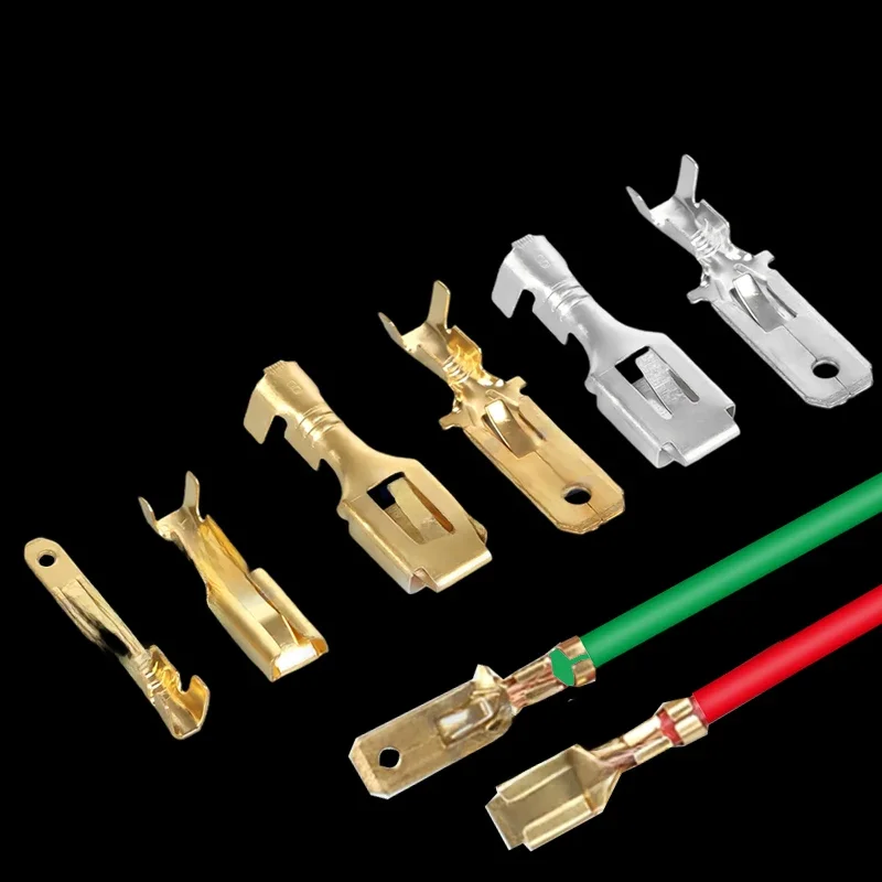 50 200 pièces 2.8/6.3mm Terminal à sertir automobile connecteur mâle broches en laiton ZiiZ bornes de fil d'épissure automatique DJ611-6.3A