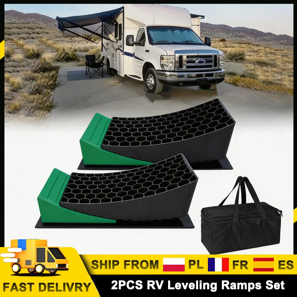 Ensemble de 2 blocs de nivellement pour camping-car, capacité de charge maximale de 7000 kg, avec sac de rangement pour camping-cars, caravanes et remorques
