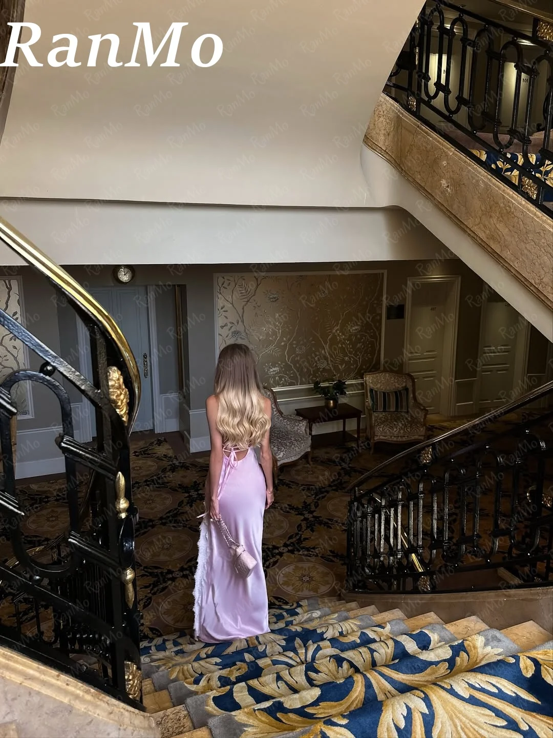 란모 핑크 사우디 두바이 머메이드 프롬 드레스 새틴 레이스 정장 프롬 드레스 스파게티 스트랩 베스티도스 데 피에스타 우아한 맞춤형