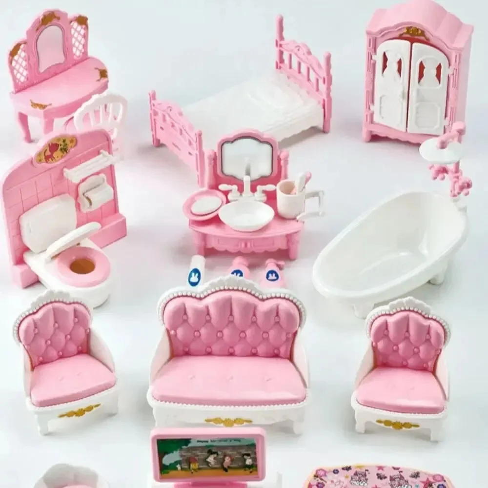 Gorąca sprzedaż śliczne Kawaii różowy 10 przedmiotów/partia miniaturowe meble do domku dla lalek akcesoria dla dzieci zabawki kuchnia gotowanie rzeczy dla dziewczyny prezenty — zdjęcie 2