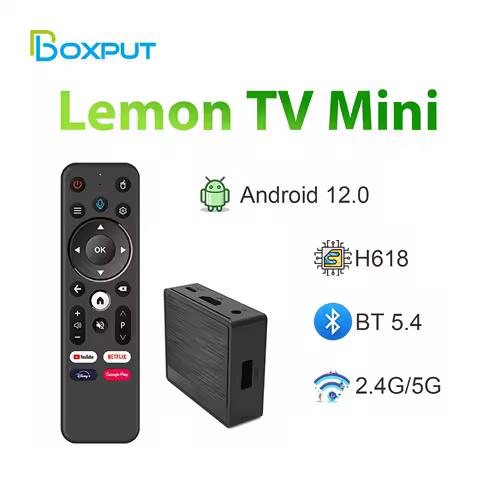 Android 12 Lemon TV Mini Smart TV Box Allwinner H618 2.4G/5G Dual Wifi6 BT5.4 2GB 16GB TV Box 4K Video Media Player Set-top Box