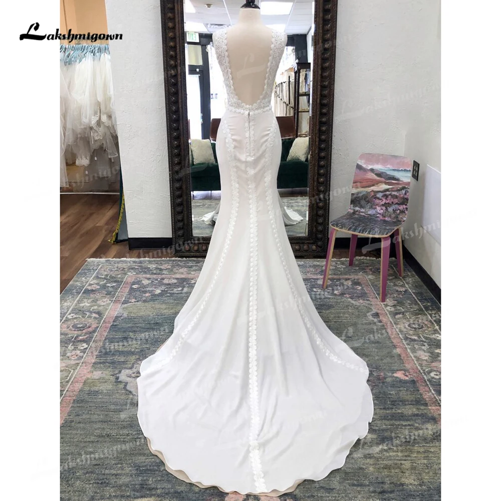 Robe De mariée en dentelle style sirène, style Boho, col rond, épaules dénudées, dos ouvert, Sexy, pour femmes