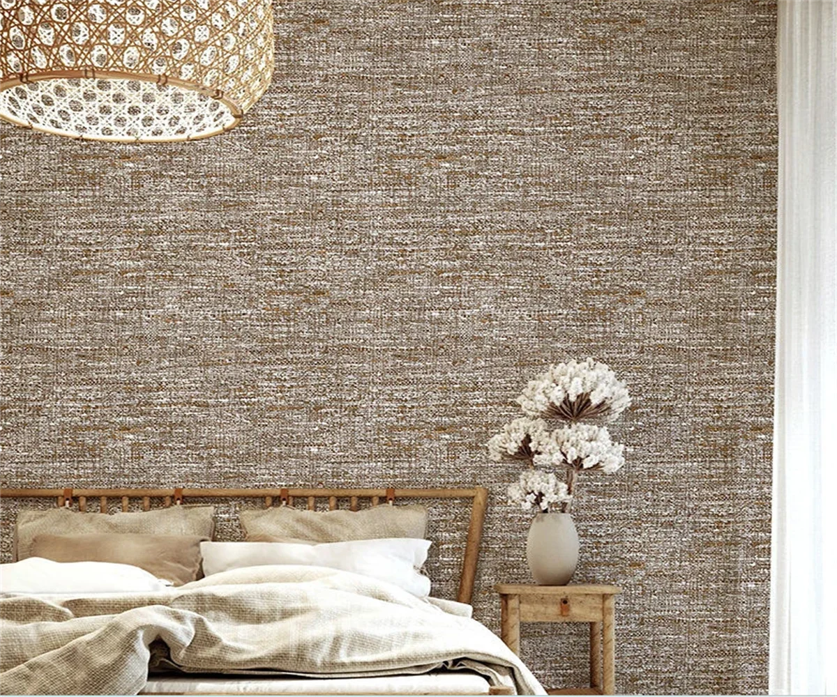 beibehang Modern Grass Linen Texture Wall paper Roll Solid Vinyl Flat Wallpaper Retro Industrial Wallpaper