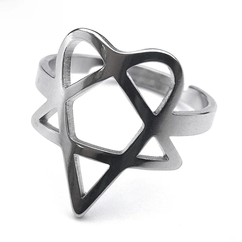 Heartagram Symbol von HIM Musik Band Ring für Frauen Männer Edelstahl Hohl Heavy Metal Fingerringe Schmuck Geschenk RRRXXXS03