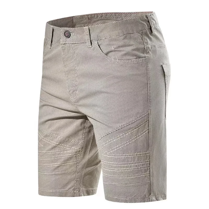 Summer Cotton Middle Waist Male Luxury Casual Business Social Men Shorts Printed Beach Shorts Stretch Chino Short