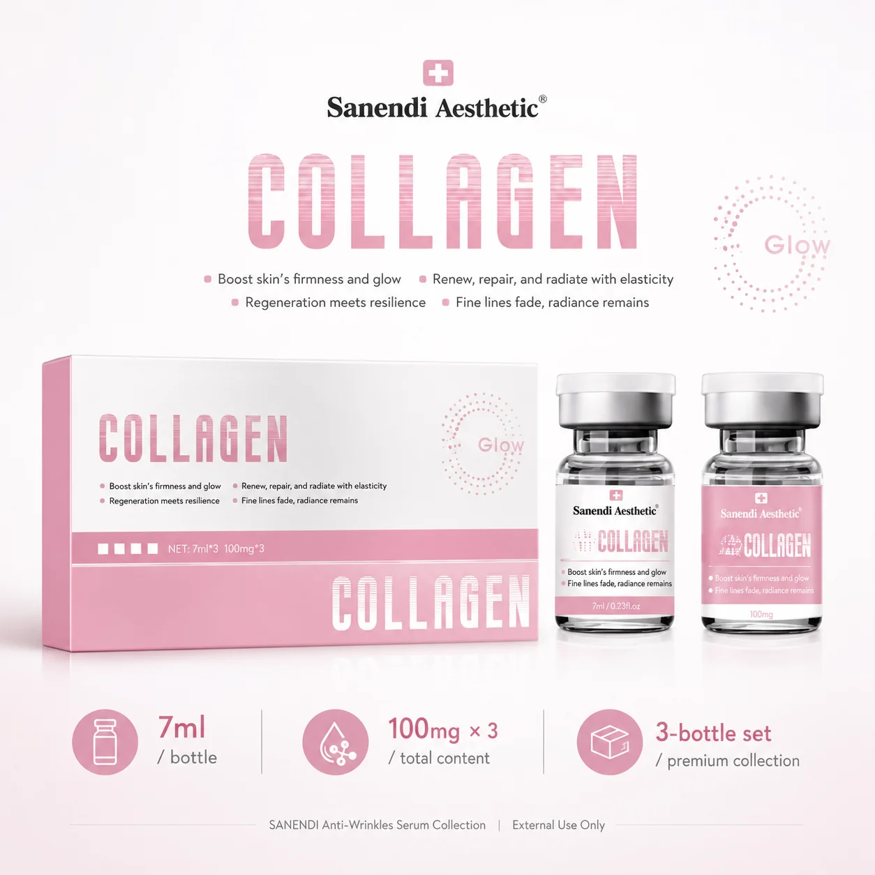 

Sanendi Bio-Collagen Ampoule Facial Serum - Hydrating Face Care for Smoother Skin Deep Moisturizing
