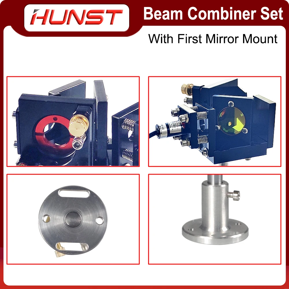 Hunst Beam Combiner Set 25Mm Laserstraal Combiner + Spiegel Mount + Laser Rode Aanwijzer Voor Co2 Lasergravure Snijmachine.