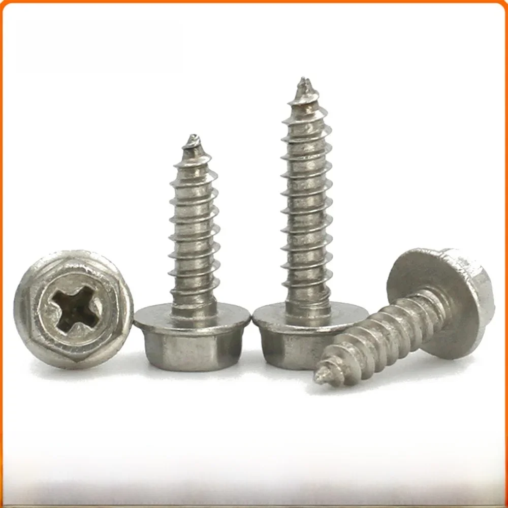 10-50 Stuks 304 Roestvrij Staal M3 M4 M5 M6 Zelftappende Phillips Hex Schroef Kruis Zeshoekige Flens Kruiskop Schroeven Hout Nagel - afbeelding 2