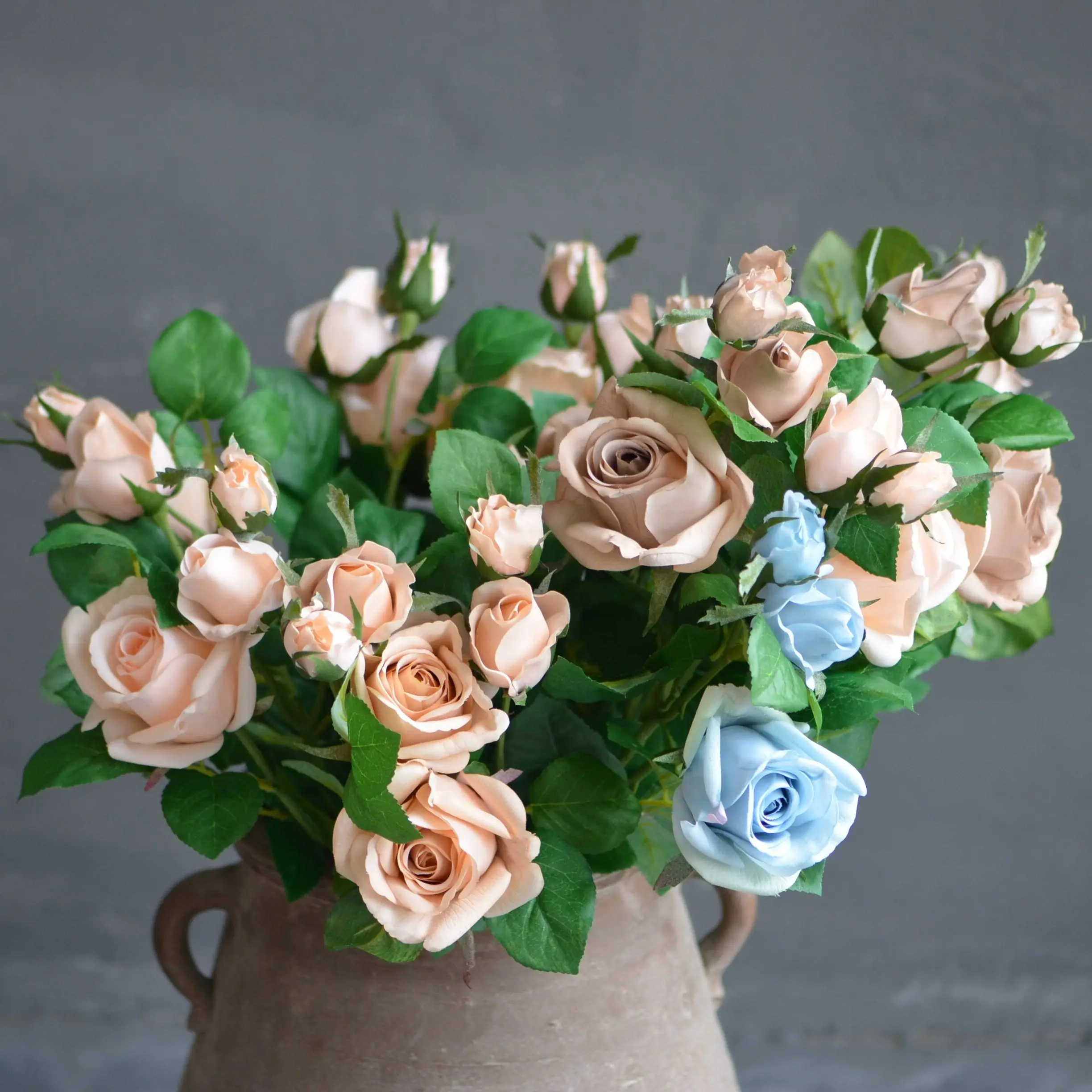 Morandi Pink Coffee Roses, Real Touch Pale Blue Rose, Dusty Pink Roses, Faux Brown Champagne Roses, DIY Wedding Centerpieces