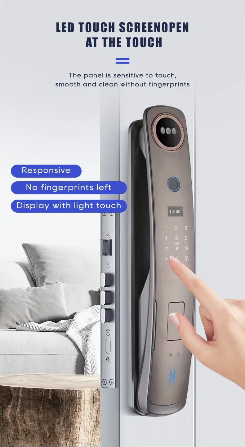 3D Face Smart Door Lock with Screen Digital Password Electronic Key IC Card APP Unlock Home Fingerprint Locks