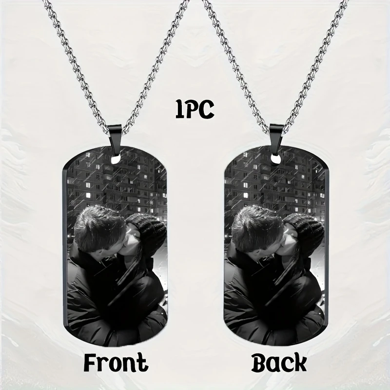 

Custom Photo Necklace, Personalized Picture Pendant, Laser Engraved Heart Photo Necklace Commemorative Custom Gift
