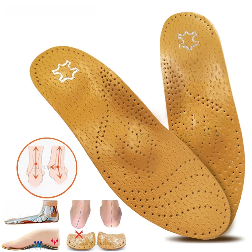 Beste Einlegesohle für Schuhe, orthopädische Leder-Einlegesohlen, Plattfüße, hohe Fußgewölbeunterstützung, orthopädische Schuhe, Sohle passend für O/X-Beinkorrektur