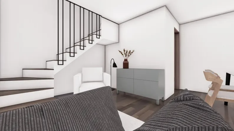 مخطط منزل حديث مقاس 7 × 9 م (مخططات مطبوعة) 2 سرير 1 حمام 126 مربع |   تصميم منزلي صغير بطابقين |   الرسومات المعمارية