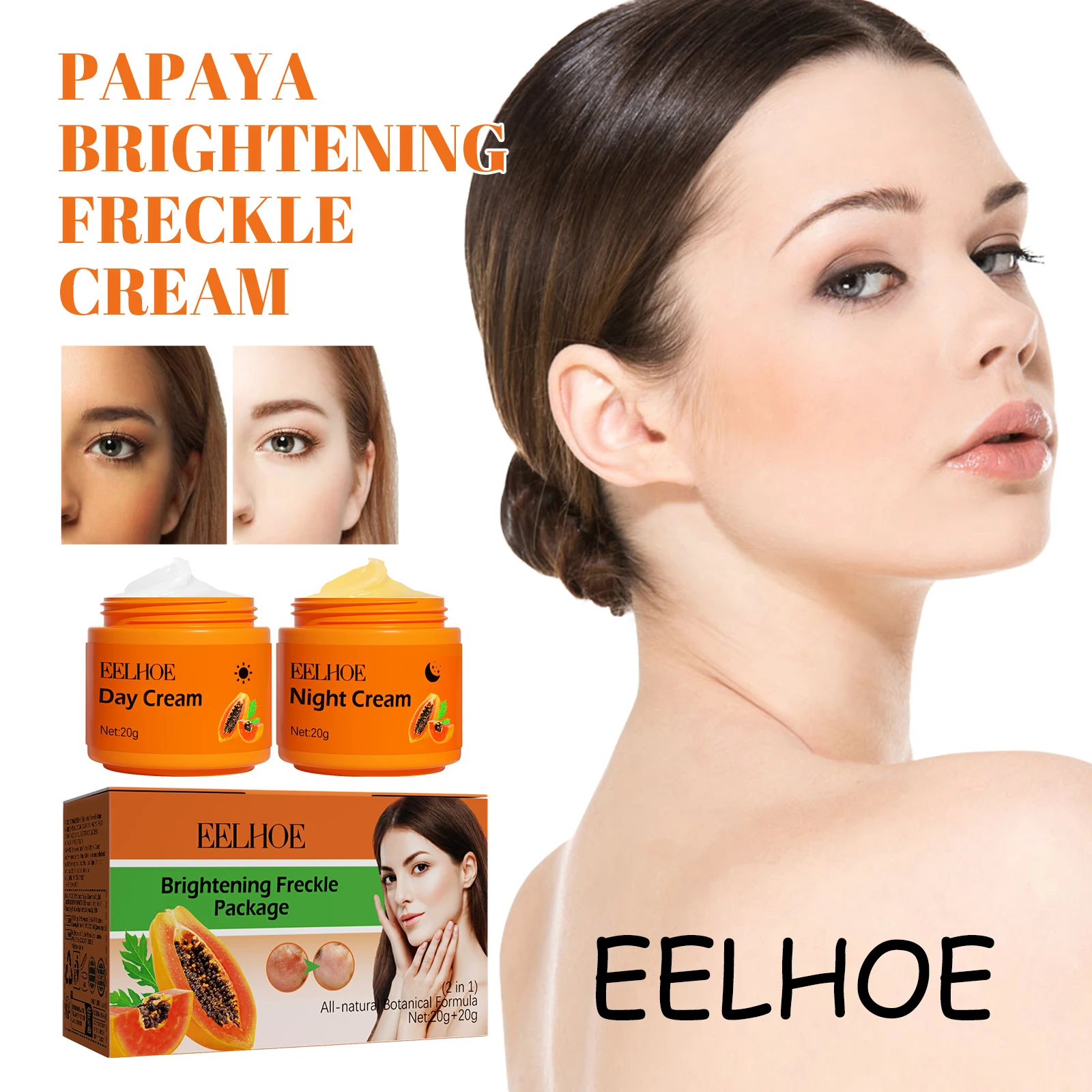 

EELHOE Papaya Anti Freckle Face Cream Reduce Dark Spots Brightening Skin Tone Nourishing Reduce Dullness Moisturize Face Cream