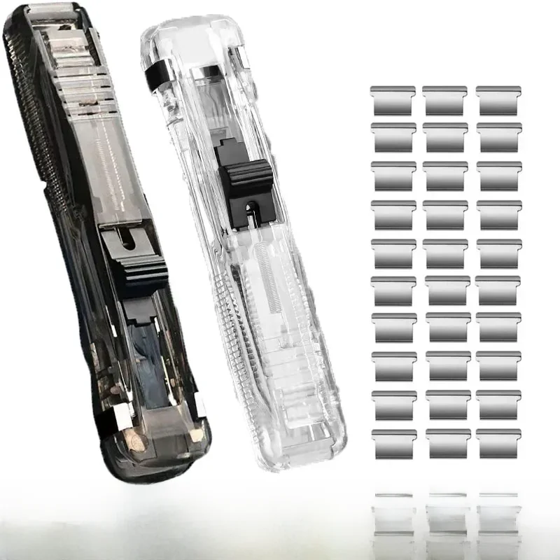 Coupe-papier à main à pince métallique, avec recharge, fixation, agrafeuse d'organisation, pince à poussée réutilisable pour papeterie de fichiers de documents