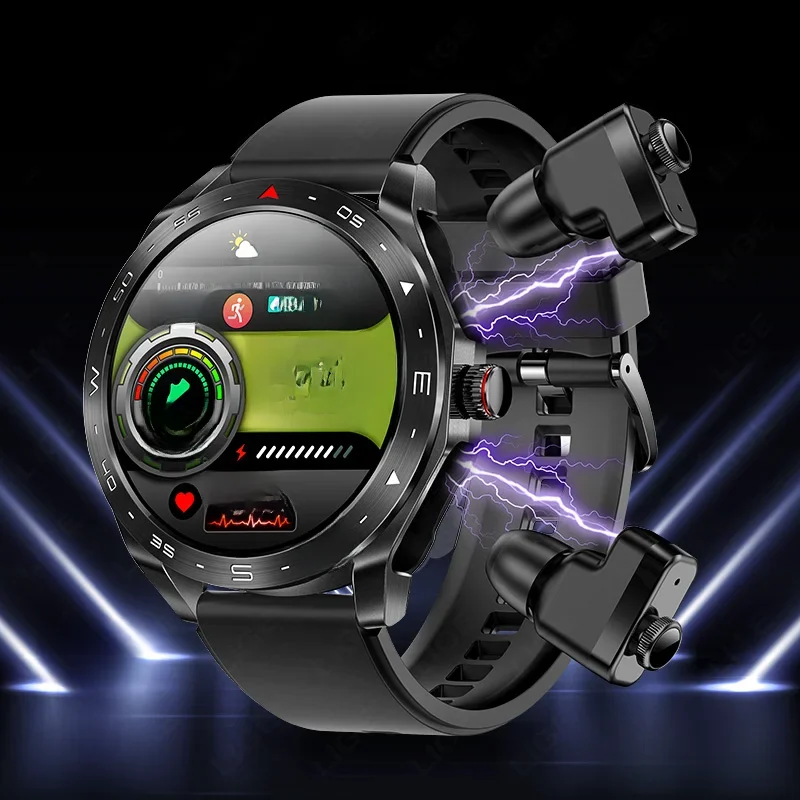 LIGE Mit Ohrhörer Bluetooth Headset Smartwatch Frauen Lautsprecher Tracker Musik Sport Uhr Männer Wasserdichte Intelligente Uhr AMOLED Bildschirm