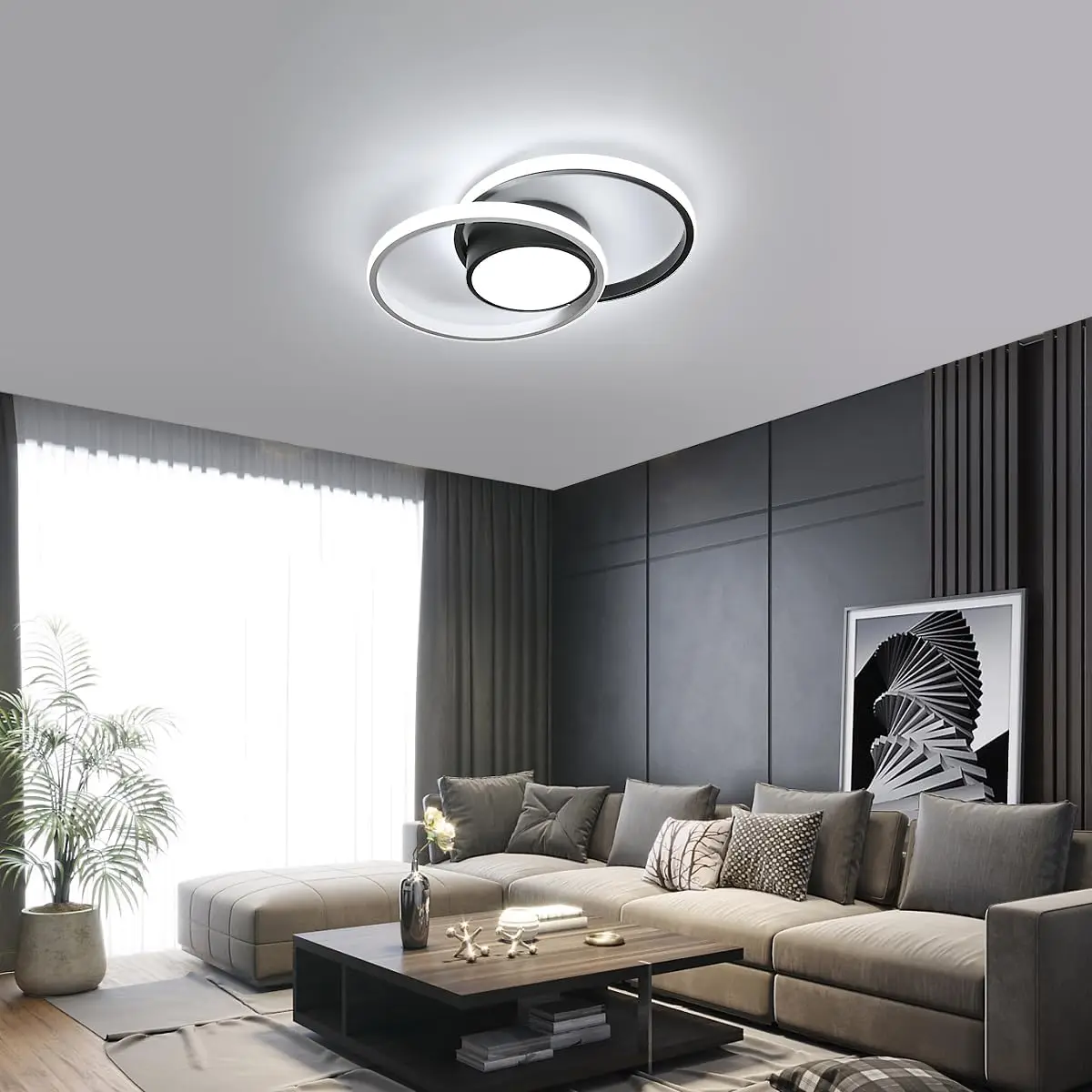 Moderne Chrom-Deckenleuchten LED, doppelte runde LED-Deckenleuchten für Flur, Gang, Eingang, Schlafzimmer, Küche, Wohnzimmer – Detail 6