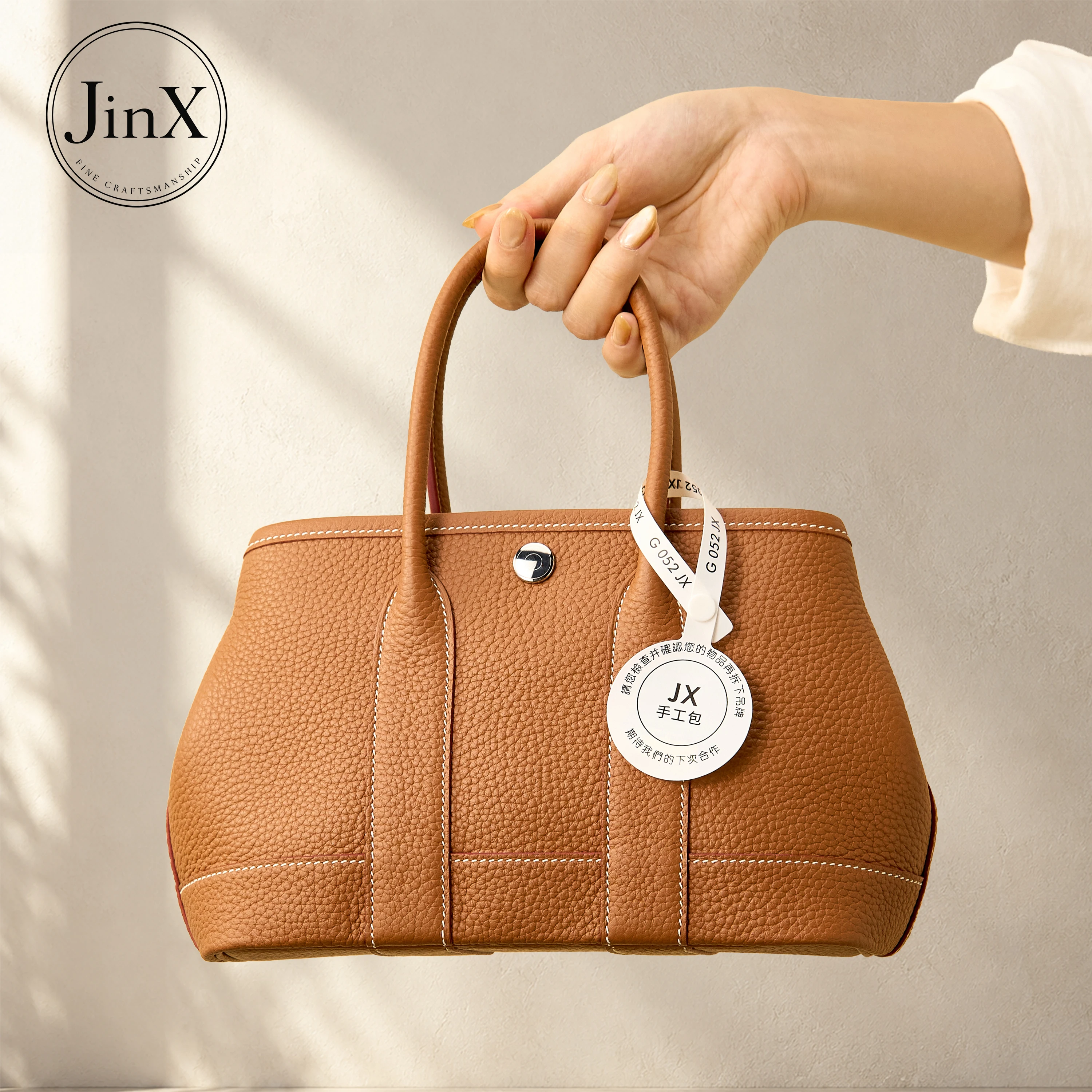 Genuine Leather Tote Bag 23×9.5×15cm Handmade Wax Thread Women Handbag Top Layer Cowhide Shoulder Bag Casual Crossbody Bag