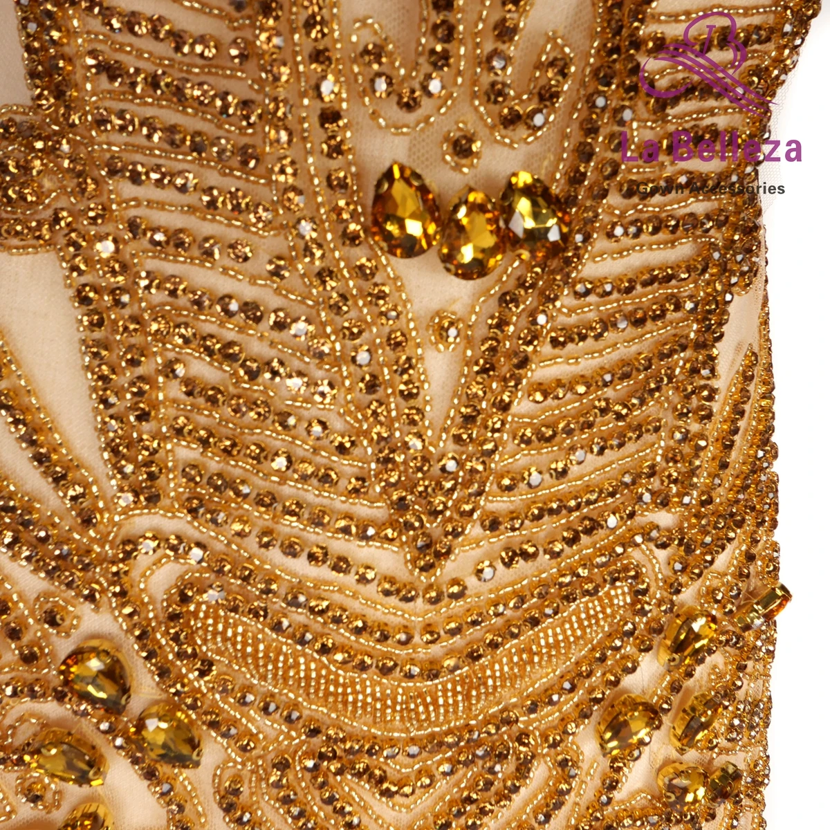 La Belleza New hot on sale  handmade luxury bodice crystal Rhinestone applique for  wedding prom dress  accessorie 75X42CM