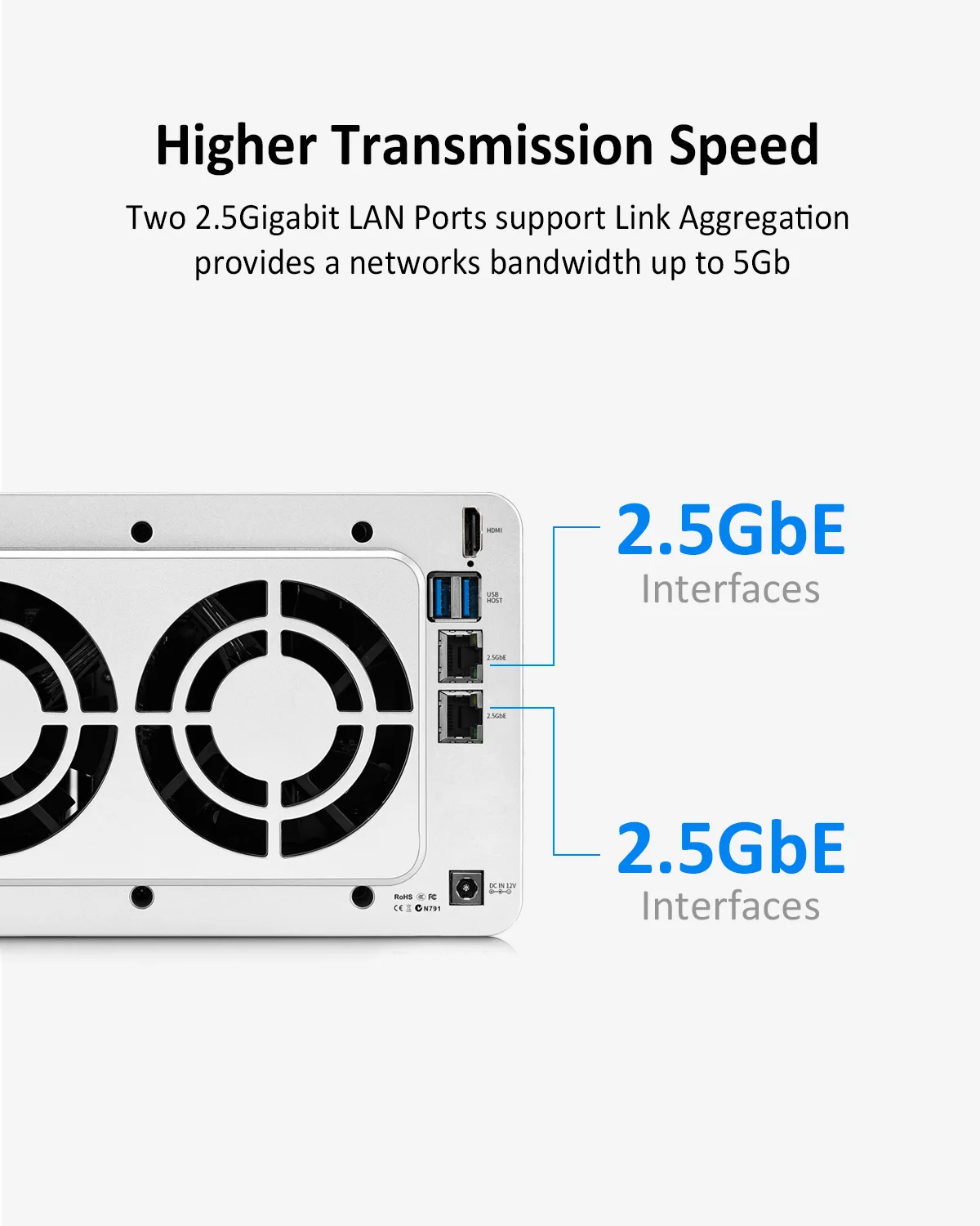 TERRAMASTER-servidor de almacenamiento de red F4-223, CPU de doble núcleo N4505, memoria DDR4 de 4GB, Puerto 2.5GbE x 2 (sin disco)