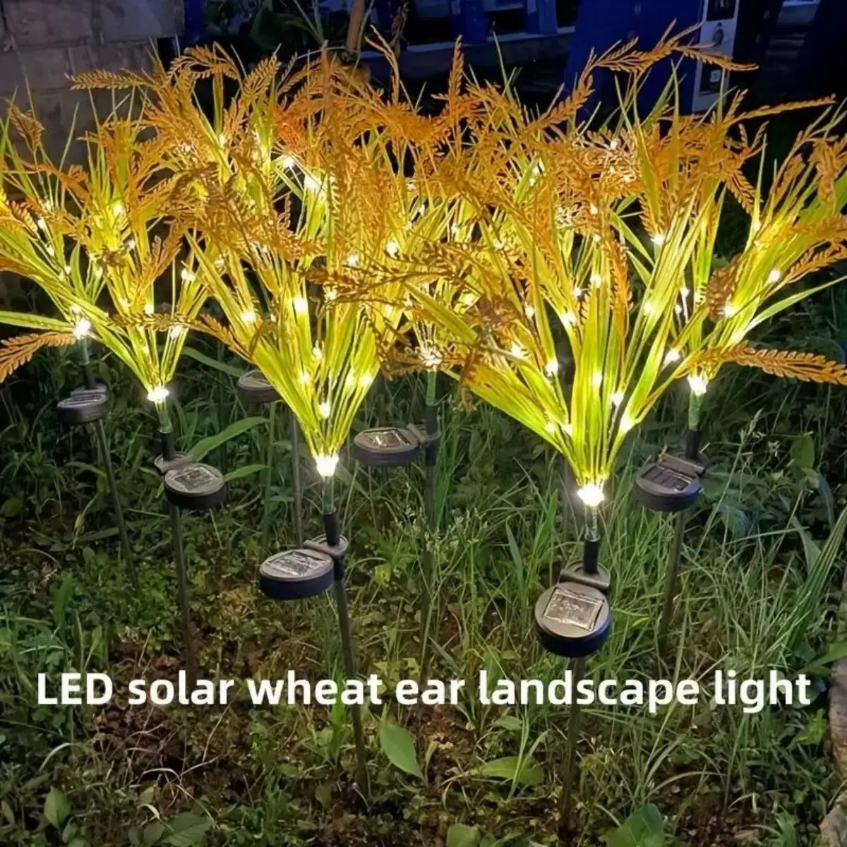 Vibrant Autumn Wheat Solar Pathway Lights - Dusk-to-Dawn LED Courtyard Decor - Waterproof Outdoor Lighting for Autumn Seasons