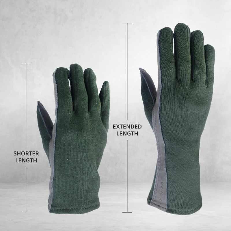 XYEHS 1 par de guantes de trabajo de seguridad para piloto, uniforme militar de cuero con puños largos/cortos, guantes de vuelo de aramida resistentes al fuego