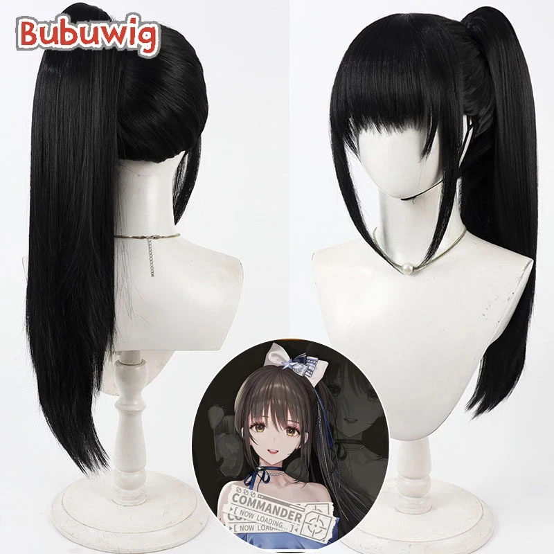 

Bubuwig Synthetic Hair Diesel:Midnight Strawberry Cosplay Wigs Nikke The Goddess of Victory Black Ponytail Wig Heat Resistant