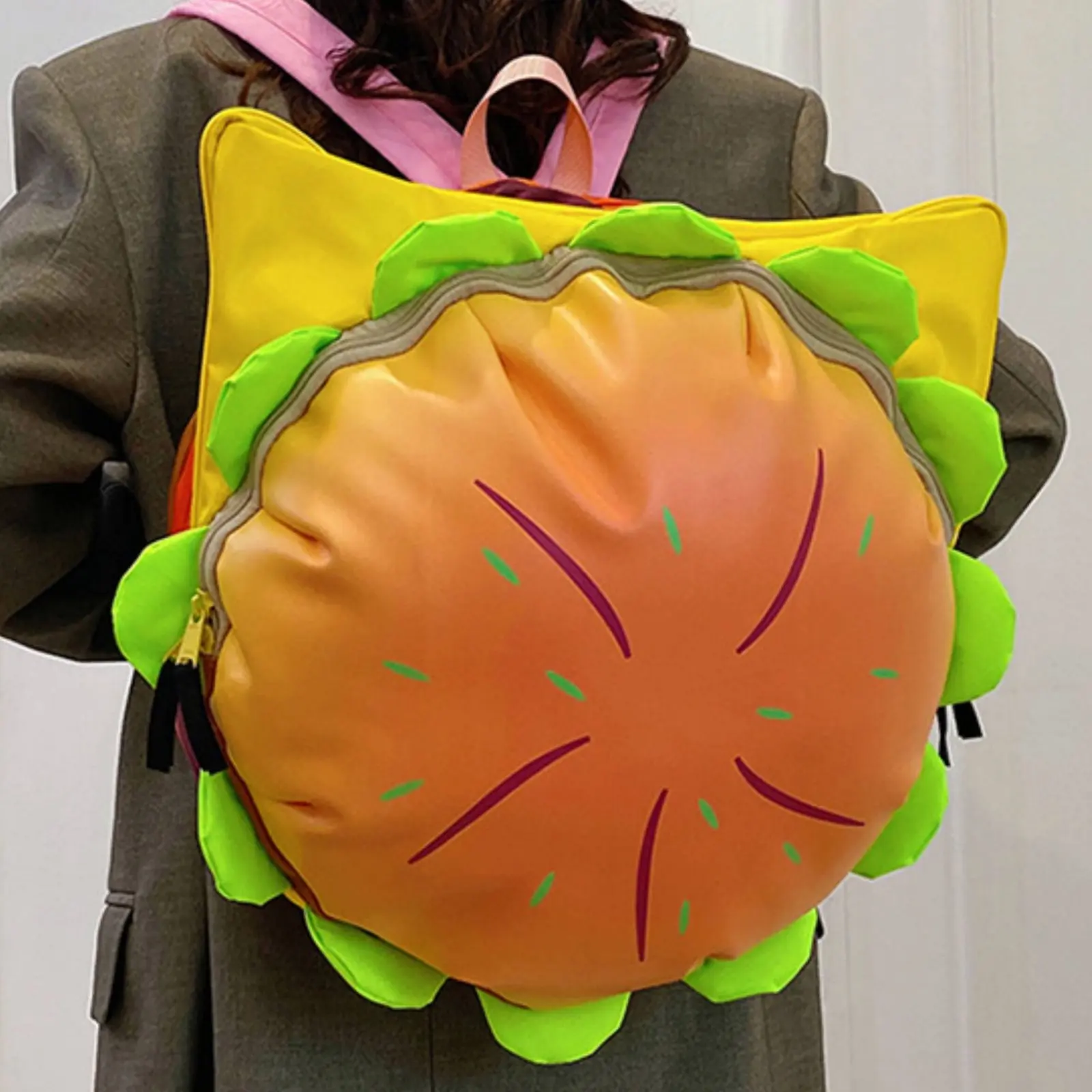 Hamburger Backpack Cute Cartoon Burger Bag Large Capacity Cartoon Backpack for Parents for the Whole Family, Teens, Shopping, Sc
