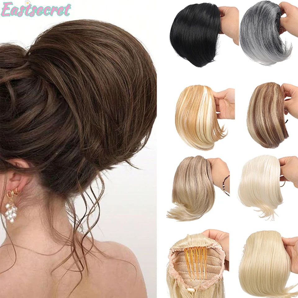 EASTSECRET Synthetic Short Straight Ponytail Drawstring Clip In Hair Extensions Slightly Warped Pony-Tail Fake Hair Hairpiece