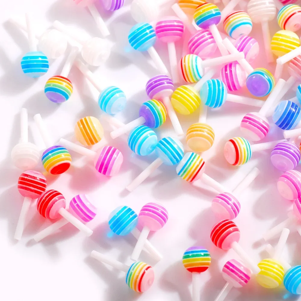 Jouet alimentaire coloré pour nail art, sucette colorée, dessin animé 3D, simulation tridimensionnelle, crème bonbon, colle, accessoires en résine, nouveau, 30 pièces