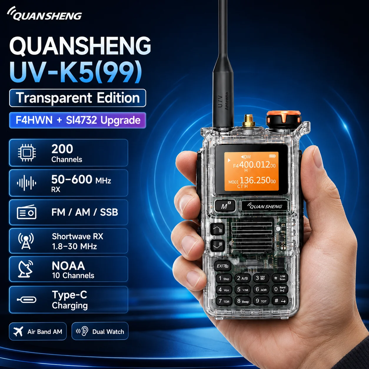 radio-transparente-quansheng-uv-k5-99-f4hwn-si4732-receptor-de-onda-corta-1-999mhz-rx-fm-am-ssb-banda-aerea-noaa-tipo-c