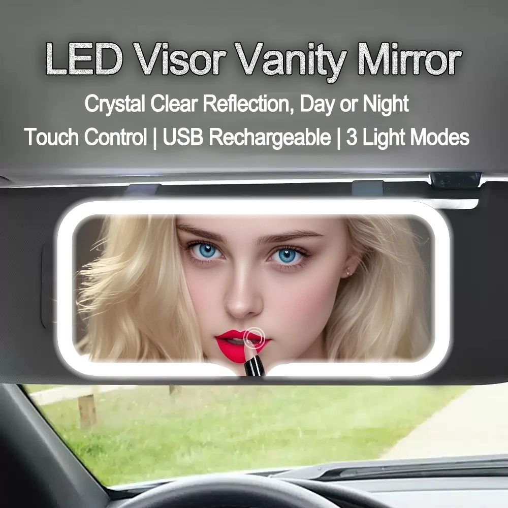 

HD-зеркало Автомобильное светодиодное зеркало для макияжа с тремя передачами Регулировка солнцезащитного козырька Внутреннее зеркало заднего вида с регулируемой яркостью Сенсорный экран Автоматическое косметическое зеркало