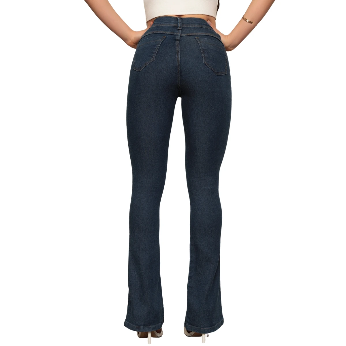 Calça Jeans Flare Boca Sino Cintura Alta Feminina