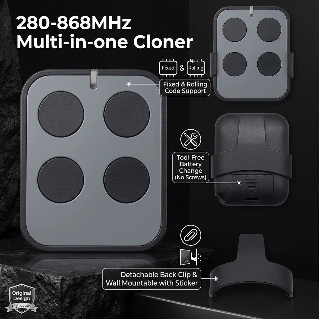 Auto Frequency Detection Remote 280-868MHz Multi-in-one Clone Gate Clicker Garage Control 433MHz 868MHz for Fixed Rolling Code