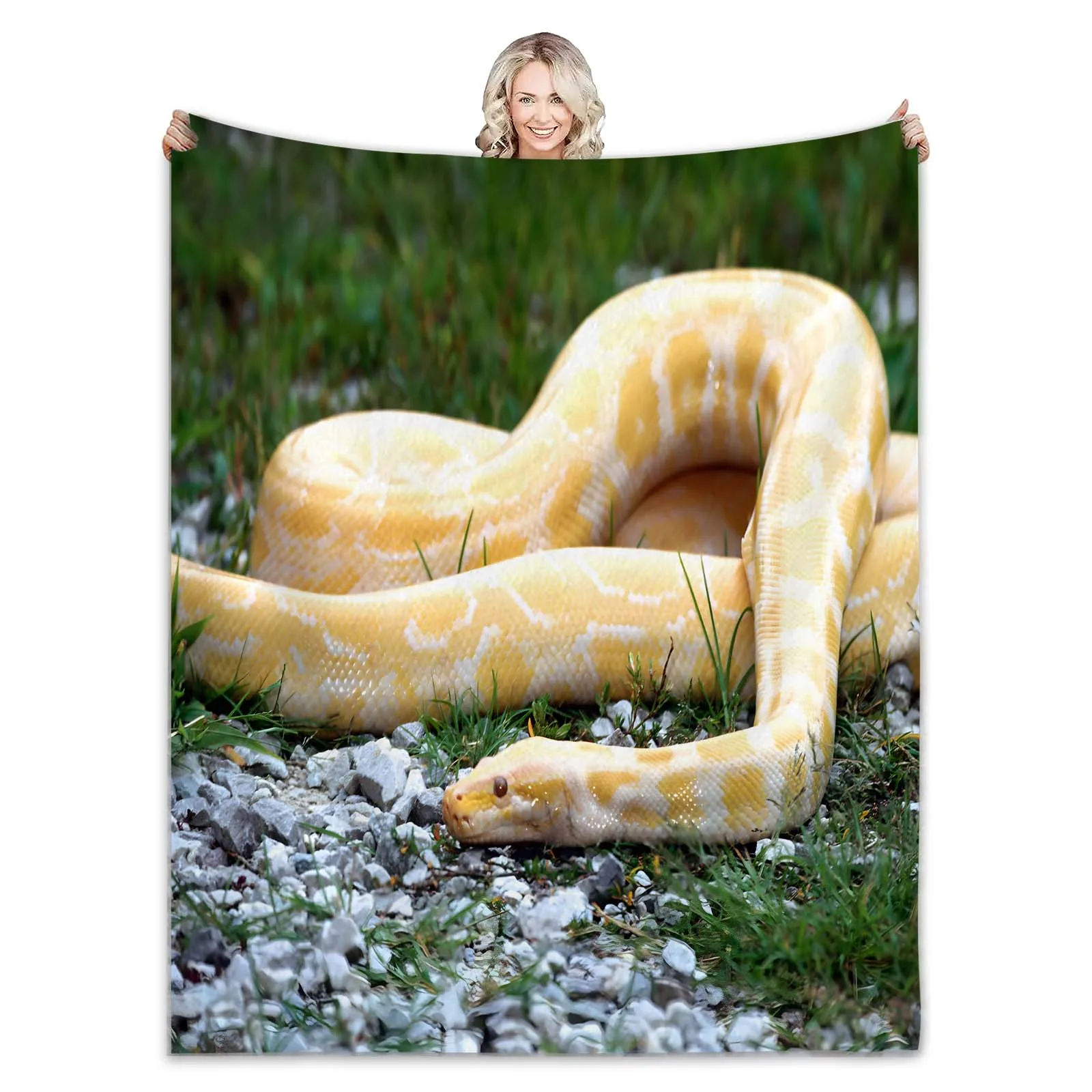 1pc Cozy Snake Print Soft Blanket - Skin-Friendly, Casual, and Versatile Shawl for Sofa, Living Room, and Outdoor