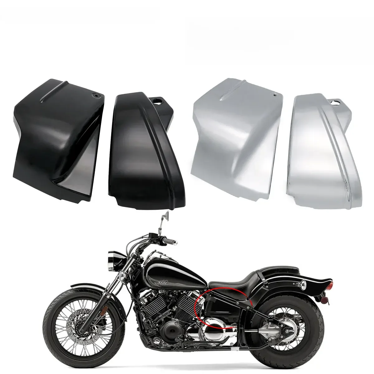 Motoraccessoires Zijbatterij Kuip Covers Paneel Voor Yamaha V-Star Xvs400 Xvs650 Dragstar Ds400 Ds650 Custom Classic - afbeelding 2