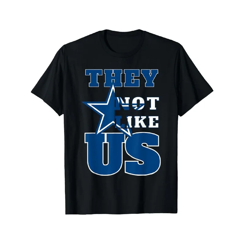 

Men's They Not Like Us American Football Graphic T-Shirt Cotton Casual Game Day Tee with Star Design Short Sleeve Round Neck