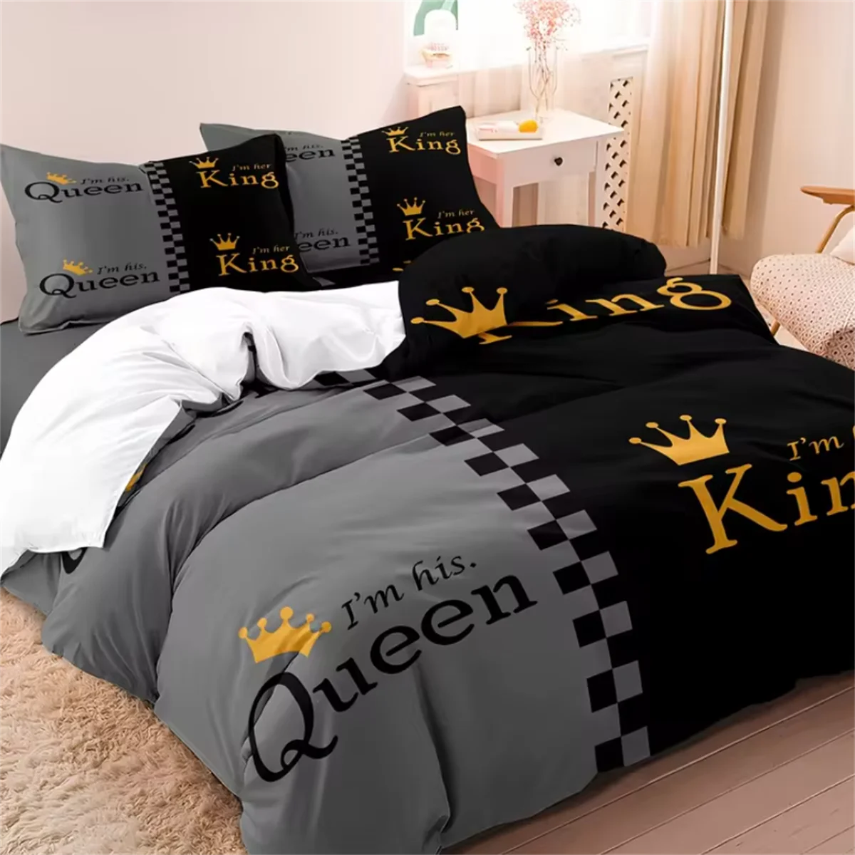 Couple Bedding Set 3D Duvet Cover Set Single Double Twin Full Size Teens Adults Bedclothes Soft Polyester Bed Linen For Baby