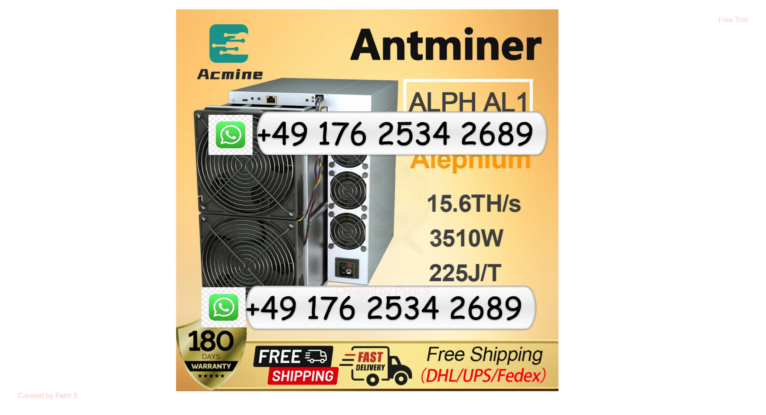 

H ! 100% СОВЕРШЕННО, новинка, купите 5, получите 3 БЕСПЛАТНО Antminer AL1, 15,6 тыс./с, 3510 Вт, Alephium Miner с блоком питания