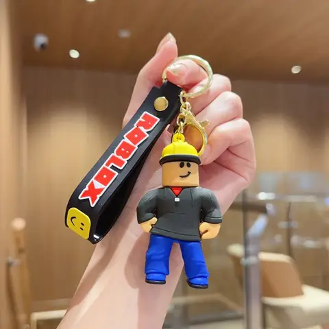 Perfect Details Roblox Classic Block Avatar Figure Keychain Set,Cartoon Game Character Silicone Key Ring Backpack Pendant BestGf