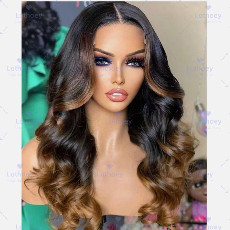 العسل شقراء ملونة الجسم موجة باروكة من شعر طبيعي قبل قطعها مع شعر الطفل 1B30 براون الدانتيل الباروكة الأمامية الحرير قاعدة شعر مستعار للنساء