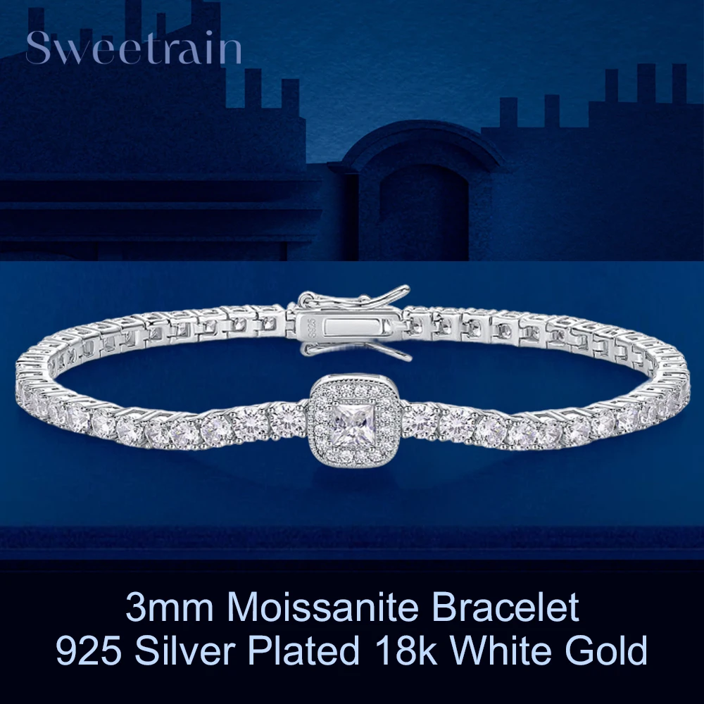 

Теннисный браслет из 18-каратного золота с муассанитом 3 мм для женщин, серебро 925 пробы, цвет D, VVS1, лабораторные браслеты с бриллиантами и сертификатом GRA