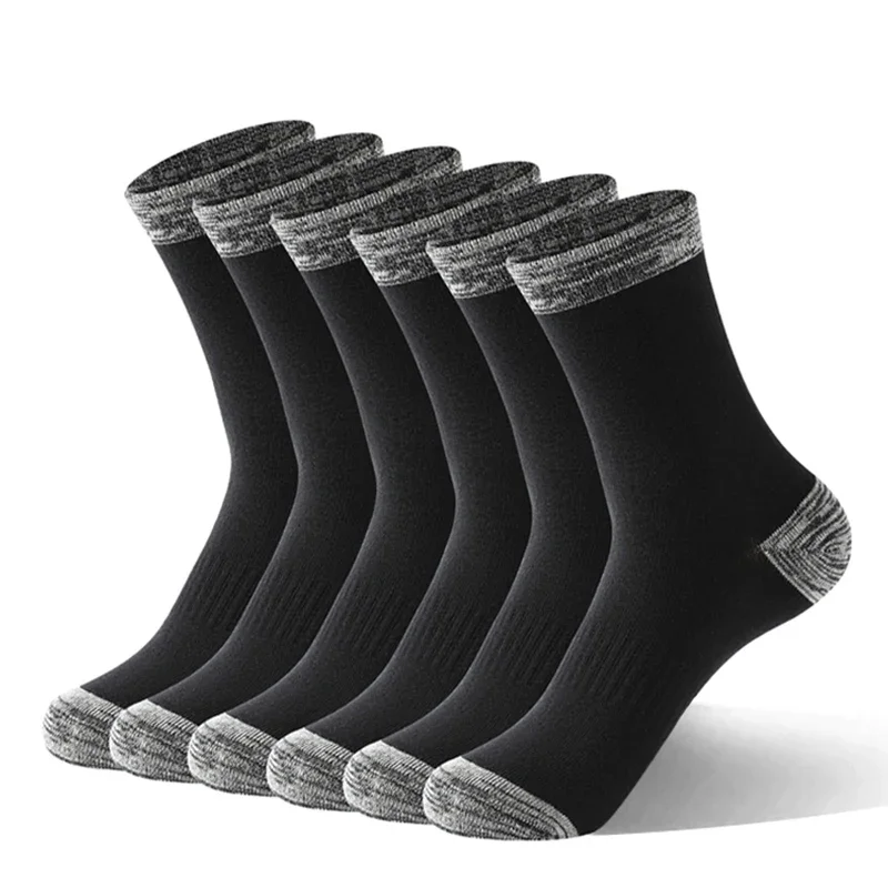 5 paires/lot hommes chaussettes automne hiver haute qualité décontracté course noir sport randonnée chaussettes mâle longues chaussettes confortable taille 38-44