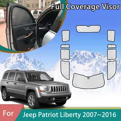 Car Full Coverage Sunshades For Jeep Patriot Liberty 2007~2016 Anti-UV Auto Accessories Window Visors 2008 2009 2010 2011 2012