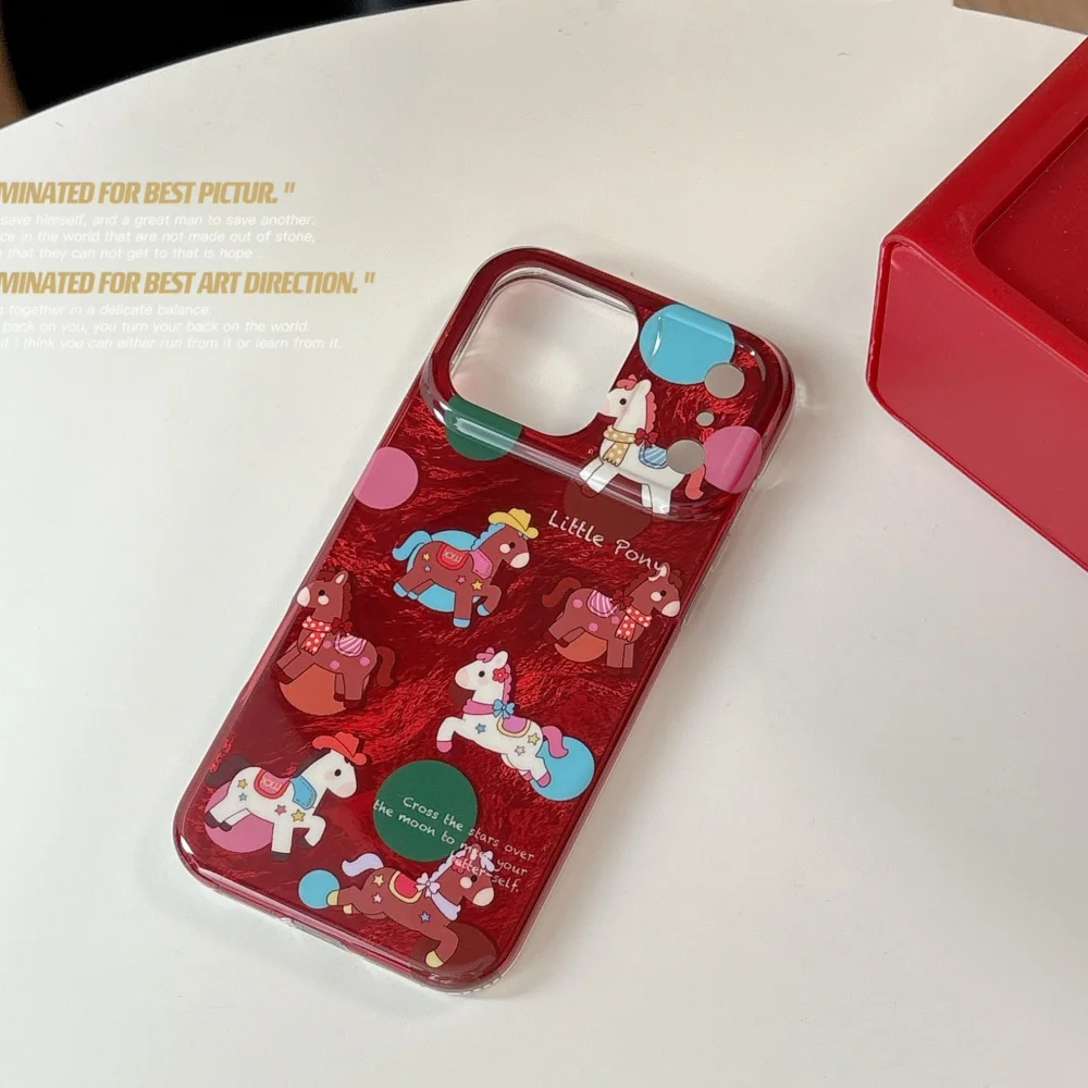 

Чехол для мобильного телефона «Пони» бордового цвета в горошек, подходит для iPhone 13/14/15/16/17ProMax, новый защитный чехол 17 Pro