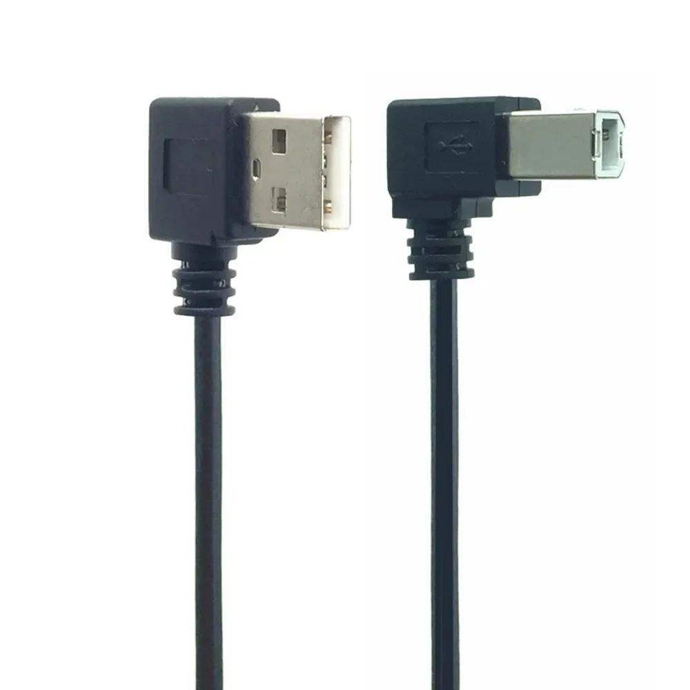Kabel USB 2.0 pod kątem prostym typu A męski na typ B lewy pod kątem 90 stopni do drukarki 0,5 m — zdjęcie 2